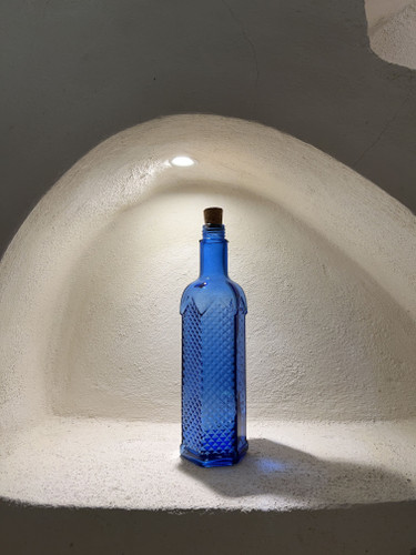 بطزی شیشه ای مدل آب خورشیدی کبالتی درجه یک ۶ ضلعی یک لیتری