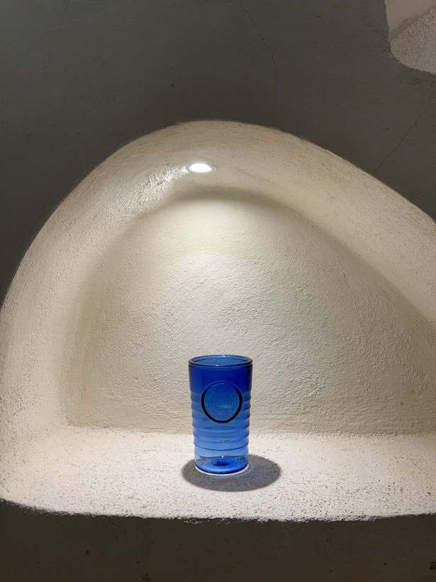 لیوان شیشه ای مدل خورشیدی کبالتی